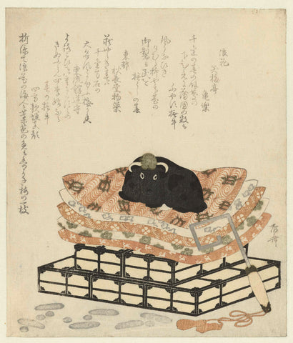 Figurje of an ox, Ryûryûkyo Shinsai, 1817 Canvas Print