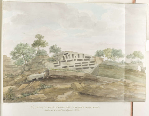 View of the walls of Agrigentum and many rock tombs, Louis Ducros, 1778 Canvas Print