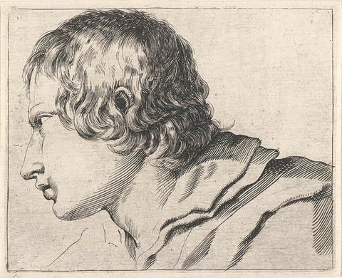 Head of a young man, accustomed to the left, Stefano della Bella, 1620 - 1647 Canvas Print