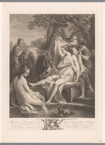 Bathers with dog, Louis Simon Lempereur, 1763 Canvas Print