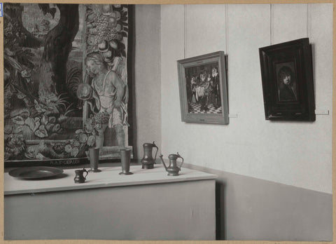 Corner of a KOG room with tapestry, paintings and drinking utensils, 1954 Canvas Print