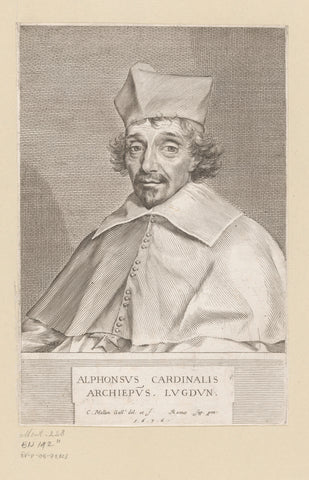 Portrait of Alphonse Louis du Plessis de Richelieu, Archbishop of Lyon, Claude Mellan, 1636 Canvas Print