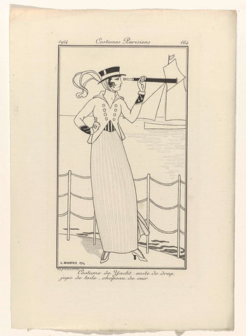 Journal des Dames et des Modes, Costumes Parisiens, 1914, No. 164 : Costume de Yacht (...), George Barbier, 1914 Canvas Print