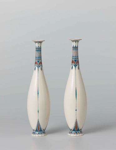 Set of two vases with décor of stylized palmettes, Tile and Fayence factory Amphora, c. 1910 Canvas Print