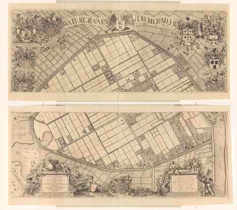 Map of the Watergraafsmeer, consisting of two parts, Pieter van den Berge, 1719 Canvas Print