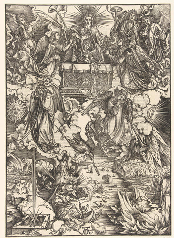 The seven angels with the trumpets, Albrecht Dürer, 1511 Canvas Print