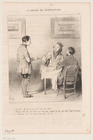 Knecht biecht iets op aan zijn meester, Honoré Daumier, 1843 Canvas Print