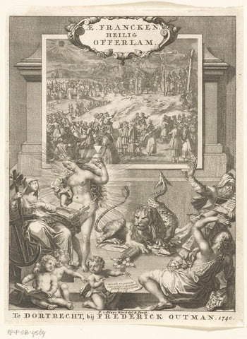 Crucifixion of Christ and allegory with virtues, François van Bleyswijck, 1740 Canvas Print