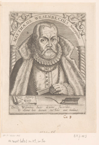 Portrait of Matthew Wesenbeck, Robert Boissard, 1597 - 1599 Canvas Print