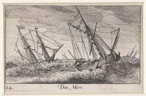 Boats at sea, Wenceslaus Hollar, 1635 Canvas Print