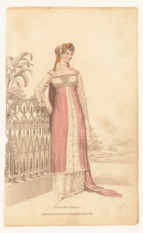 La Belle Assemblee, March 1 1813, No. 42 (New Series): Evening dress, anonymous, 1813 Canvas Print