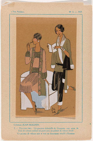 Très Parisien, 1927, No. 3 : -7: Créations JEAN MAGNIN.- TEA FOR TW (...), anonymous, 1927 Canvas Print