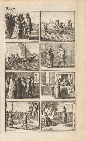 Story with depictions of murder and death penalty (F. 127.), Abraham Dircksz. Santvoort, 1667 Canvas Print