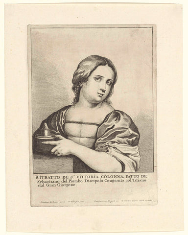 Portrait of Vittoria Colonna, Wenceslaus Hollar, 1649 - 1651 Canvas Print