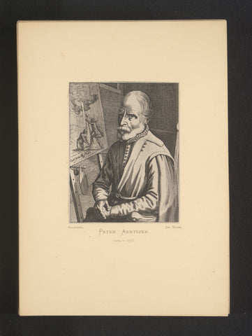 Reproduction of an engraving of a portrait of Pieter Aertsen by Hendrick Hondius, Joseph Maes, c. 1872 - in or before 1877 Canvas Print