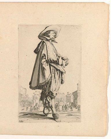 Nobleman with hat, hands folded, to the right, Jacques Callot, 1624 Canvas Print