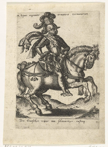 German rider in black armor, Abraham de Bruyn (attributed to), 1577 Canvas Print