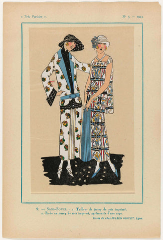 Très Parisien, 1923, No. 5: 9.- SANS-SOUCI. 1. Jersey tailor..., anonymous, 1923 Canvas Print