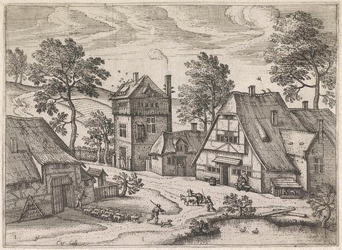 View of a village, Pieter van der Borcht (I), 1601 - before 1633 Canvas Print