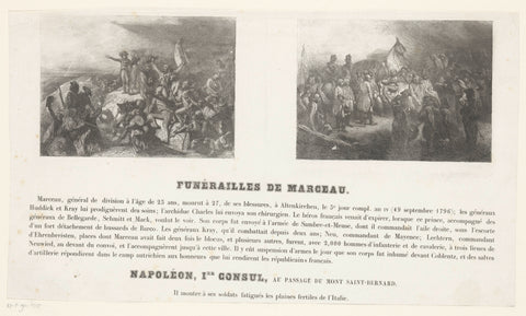 Death of Marceau and napoleon's journey through the Alps, 1796/ 1800, Monogrammist AW (19th century), 1875 - 1925 Canvas Print