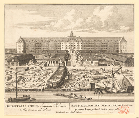 View of the East Indies Zeemagazijn and the VOC shipyard on Oostenburg in Amsterdam, anonymous, 1757 - 1766 Canvas Print