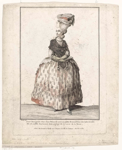 Gallerie des Modes et Costumes Français, 1778, L.65: jeune Bourgeoise vêtue d'une Polonoise..., Etienne Claude Voysard, c. 1778 Canvas Print