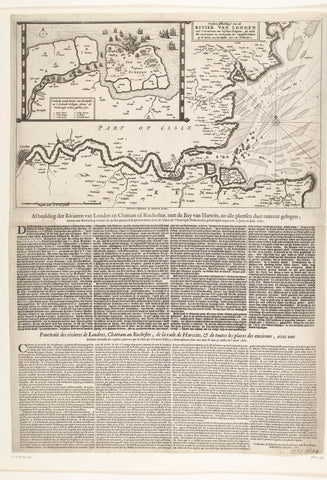 Map of the Mouth of the Thames with the Journey to Chatham, 1667, anonymous, 1667 Canvas Print