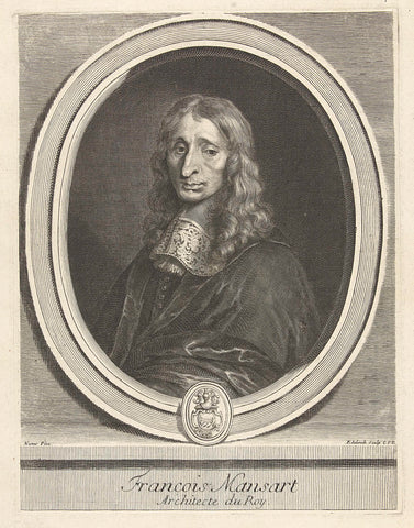 Portrait of François Mansart, Gerard Edelinck, 1666-1707 Canvas Print