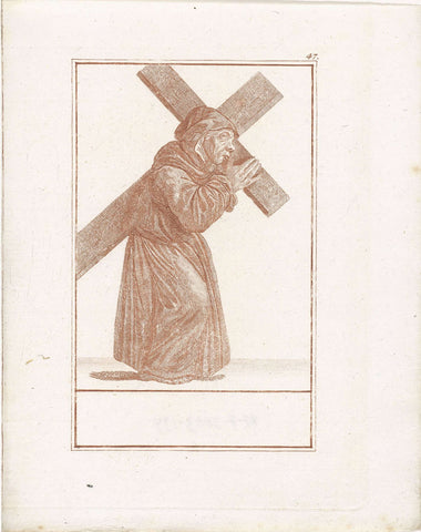 Monk with a cross on his back, Jacob Gole (attributed to), 1724 Canvas Print