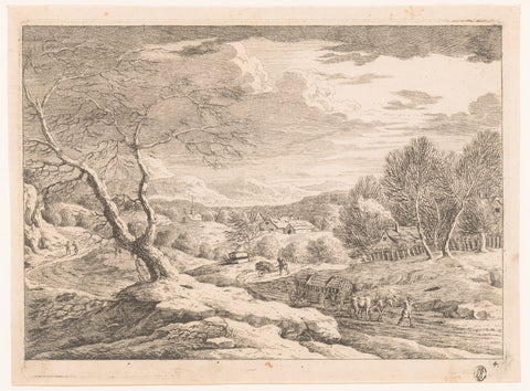 Winterlandschap, Monogrammist MEG, 1700 - 1730 Canvas Print