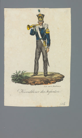 Hoornblazer der Infanterie, Albertus Verhoesen (attributed to), 1835 - 1850 Canvas Print