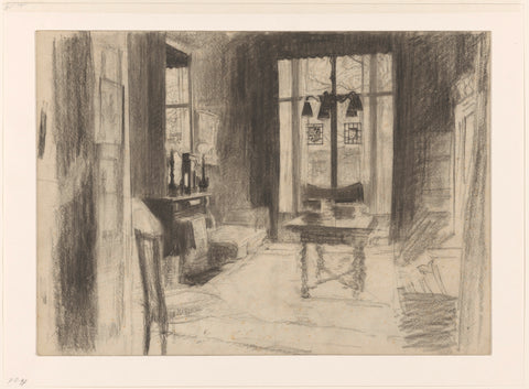 De studiekamer van C.G. 't Hooft in de Roemer Visscherstraat, Cornelis Gerardus 't Hooft (1791-1871), 1801 - 1871 Canvas Print