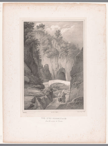 Cave of a hermit in the ravines near Sorrento, Alexis Victor Joly, 1824 - 1826 Canvas Print