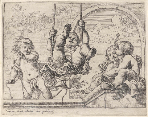 Swinging child, Cornelis Schut (I), 1618 - 1655 Canvas Print