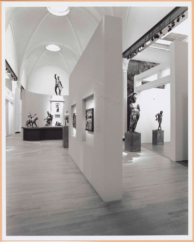 Room with sculptures and two reliefs on a partition wall in the middle, c. 1998 - c. 1999 Canvas Print