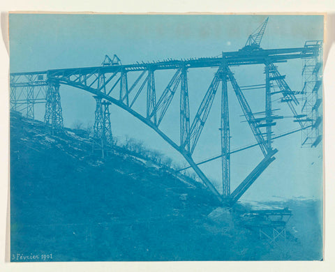 Construction of the Viaur Viaduct in France by the Societé de Construction des Battignolles, 3 February 1901, anonymous, 1901 Canvas Print