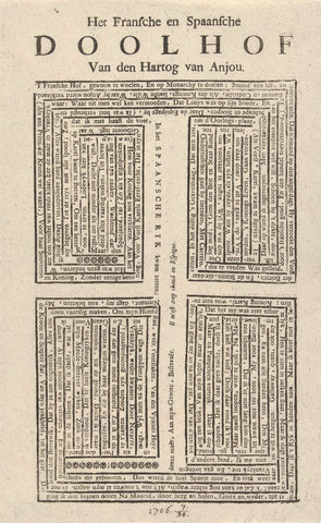 The French and Spanish maze of the Duke of Anjou, 1706, anonymous, 1706 Canvas Print