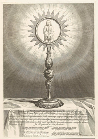 Monstrance with verse, Gerard Edelinck, 1668 - 1707 Canvas Print