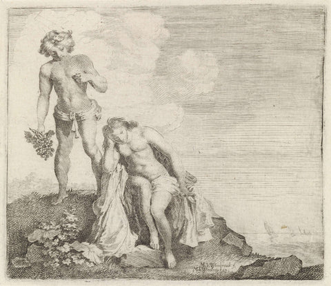 Bacchus finds Adriadne on Naxos, Moyses van Wtenbrouck, 1645 - 1660 Canvas Print