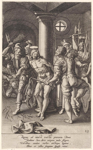 Flogging of Christ, Antonie Wierix (II), 1583 - 1587 Canvas Print