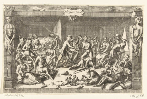 Famine among the people of Leiden, 1574, anonymous, 1614 - 1699 Canvas Print