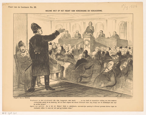 Cartoon on proposal to adapt to the right to association and meeting in 1886, Jan Holswilder, 1886 Canvas Print