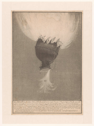 Crash of the hot air balloon of Pilatre de Rozier and Romain over Boulogne, 15 June 1785, anonymous, 1785 Canvas Print