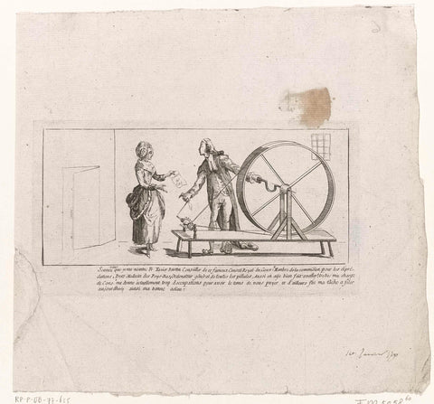 Man and woman at hekelrad, anonymous, 1787 - 1790 Canvas Print