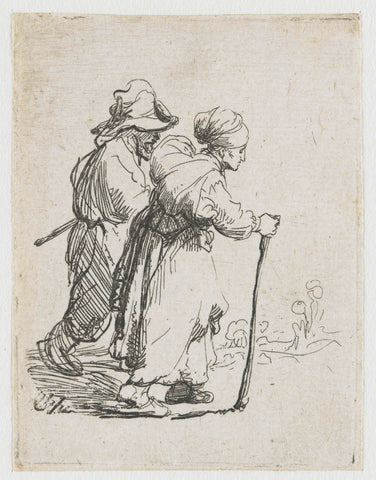 Two Tramps, a Man and a Woman, Rembrandt van Rijn, c. 1634 Canvas Print