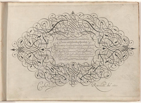 Calligraphic title print, Simon Frisius, Jan van de Velde (I), 1608 Canvas Print