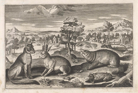 Forest animals, Adriaen Collaert, 1595 - 1652 Canvas Print