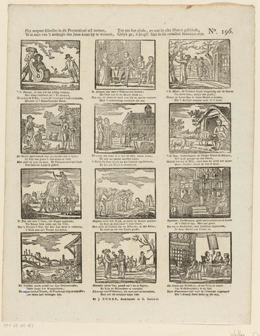 The six-couple sketches in this print scene, / What one comes from the beginning of the year by living, / Until the end, and what happens in every month, / Gelyk ge, ô youth! seen here in this twelfth month, A. Robyn, 1806 - 1830 Canvas Print