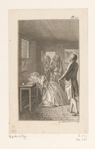 Belford visits Clarissa in the dungeon, Daniel Nikolaus Chodowiecki, 1784 Canvas Print