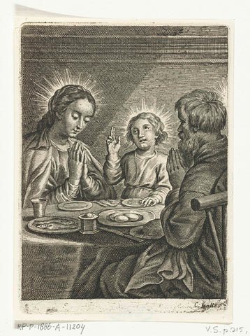 Holy Family praying before the meal, Schelte Adamsz. Bolswert, 1596 – 1678 Canvas Print